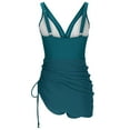 thumbnail image 5 of Swimsuits for Women Plus Size Side Drawstring Swimsuit for Women Deep V Neck Bathing Suit Backless Straps Swimsuit with Skirts, 5 of 6