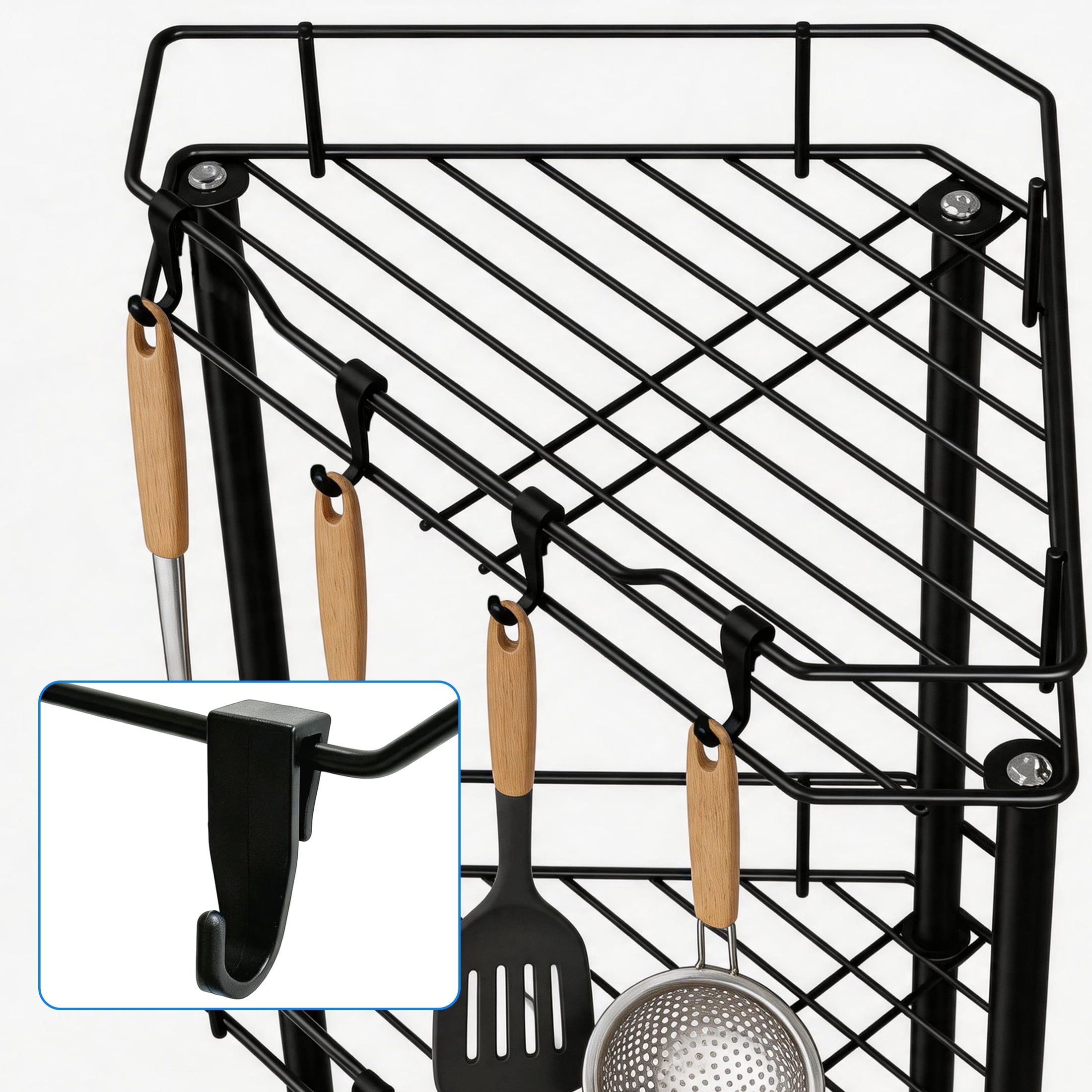 Corner Shower Caddy, 4‑Tier Floor‑Standing Bathroom Storage Shelf, Black