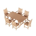 thumbnail image 3 of WestinTrends Malibu 7 Piece Outdoor Dining Set, All Weather Poly Lumber Patio Table and Chairs Furniture Set, 71" Trestle Dining Table with Umbrella Hole and 6 Arm Chairs, Teak, 3 of 7