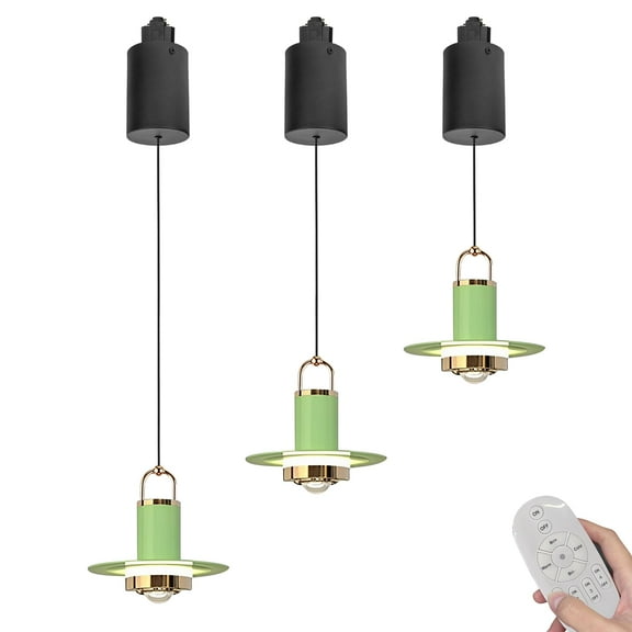 Kiven L-Type LED Track Lighting, 3-Light Modern L Track Pendant Lights,Dimmable L Track Light Pedant Adjustable Length for Bedroom Kitchen Island Shop,Green Finish TB3055