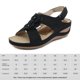 thumbnail image 2 of Sandalias de cuña para mujer, cómodas para exteriores, con soporte para el arco del pie (negro 38), 2 of 9