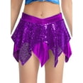 thumbnail image 5 of vastwit Kids Girls 2 Piece Cheerleading Outfits Sparkly Sequins Crop Top with Mini Skirt Jazz Latin Ballroom Dance Dress Purple 8, 5 of 7