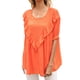 thumbnail image 2 of Camiseta de mujer de manga corta, cuello redondo, camisa con volantes, camiseta holgada de verano, naranja, M Kearding AP001237-14, 2 of 7
