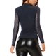 thumbnail image 3 of INSPIRAR CHIC Blusas de Fiesta para Mujeres con Cuello Torcido, Manga Larga de Malla Transparente, Brillante, Color Azul Oscuro, Talla M, 3 of 6