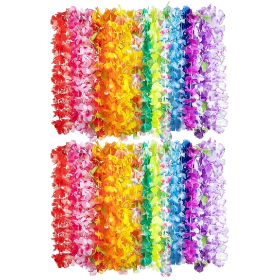 JESTAR 60 Pcs Hawaiian Leis Bulk, Tropical Flower Lei Hawaiian Lei Beach Hawaii Luau Party Favors Decoration Birthday Party Supplies
