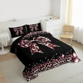 thumbnail image 3 of Homewish Cute Pink Bowtie Bedding Comforter Set 2pcs for Children Teens,Kawaii Ribbon Bow Knot Twin Comforter Sets Microfiber,Abstract Cheetah Print Breathable Bedding Set, 3 of 8
