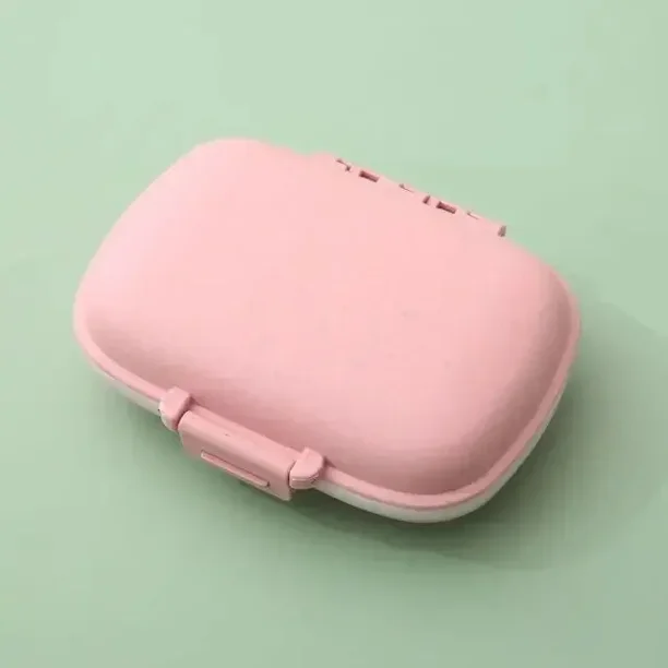 Contenedor organizador de 8 rejillas para tabletas, pastillero de viaje con anillo de sellado, caja pequeña para tabletas, contenedor de paja de trigo para medicamentos