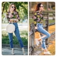thumbnail image 7 of KLL Colorful Roses Print Women's Long Sleeve Pajamas with Pants Sleepwear Loungewear 2 Set-Small, 7 of 7