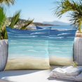 thumbnail image 3 of Summer Coastal Throw Pillow Covers 20x20 Inch Set of 2, Turquoise Ombre Beach Ocean Waves Waterproof Outdoor Pillow Covers, Decorative Cushion Pillowcases for Couch, Sofa, Bed, Garden, Patio, 3 of 9