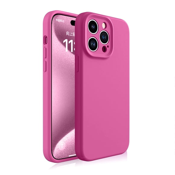 Compatible for iPhone 15 Pro Case, Liquid Silicone Phone Case, Full Body Screen Camera Protective Cover Anti-Scratch Soft Microfiber Lining Shockproof Case for iPhone 15 Pro, Rose