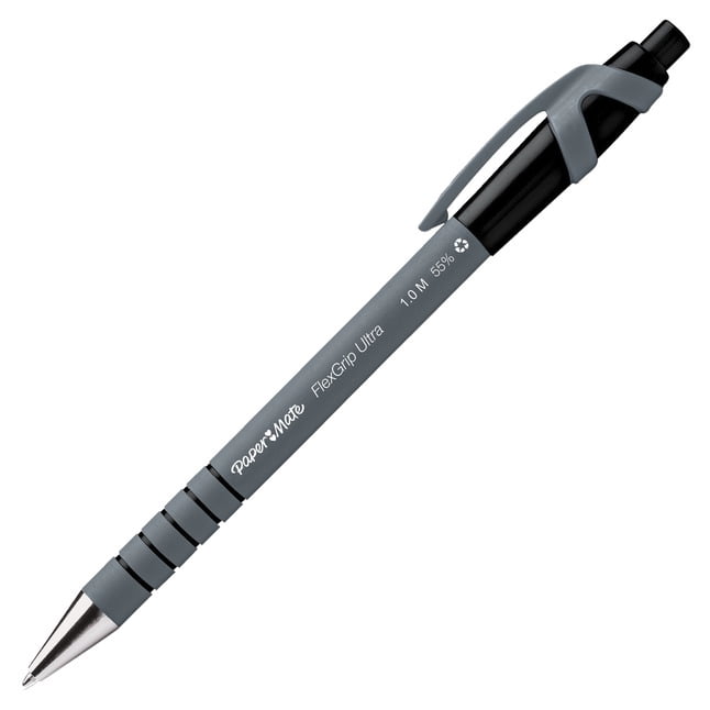 Ruim metriek partitie Paper Mate FlexGrip Ultra Retractable Ballpoint Pen, 1 mm Tip, Black, Pack  of 12 - Walmart.com