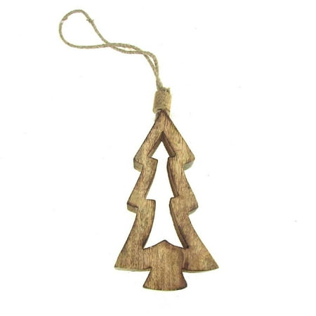 Tree Jointed Cut Out - Hanging Wood Christmas Tree Cut Out Ornament, Natural, 6-Inch