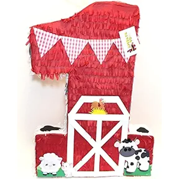 APINATA4U Large Number One Pinata Barnyard Theme Farm House 20"