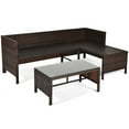 thumbnail image 2 of Kadyn Sofa Couch Conversation Sets, Outdoor Bistro Set, Wicker Rattan 3-Piece Outdoor Patio Furniture Sofa Set Gray, 2 of 9