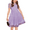 Purple, variant on Oudiya Girls Contrast Mesh Short Sleeve Dress Puffy Casual A Line Party Purple Dress for Kids 3-12Y