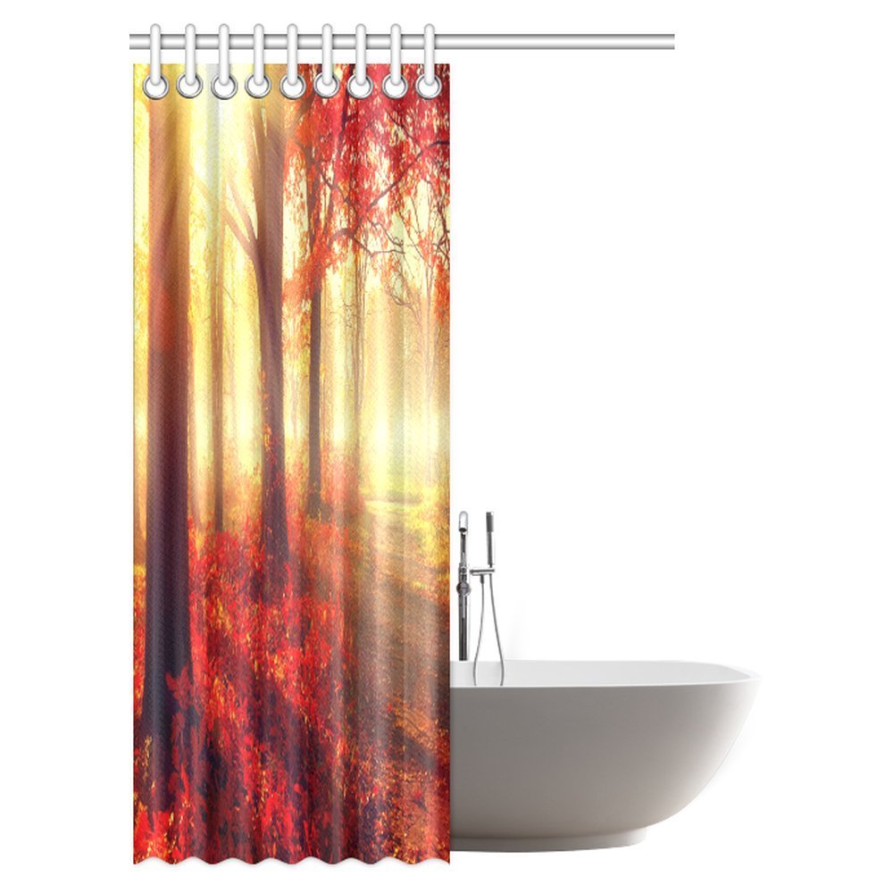 MYPOP Autumn Fall Forest Scene Shower Curtain, Beautiful Autumn Trees and  Leaves Foggy Forest in Sunlight Rays Fabric Bathroom Shower Curtain with  Hooks, 48 X 72 Inches - Walmart.com