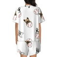 thumbnail image 3 of Bingfone Bbaseball Dog Print Pajamas Sets for Women Soft Short-Sleeved Pjs with Lounge Shorts Two Piece Sleepwear, 3 of 8