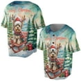 thumbnail image 3 of Merry Christmas Santa Reindeer Antlers Yorkshire Terrier Sleigh Xmas Winter Holiday All Over Print 3D Baseball Shirt Yorkie Dog Lover Gifts Softball Sport - 00023, 3 of 6