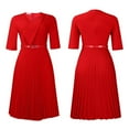 thumbnail image 2 of Women's Pleated Dress Cocktail Church Wedding Midi Dress A-Line Casual Dresses, 2 of 8
