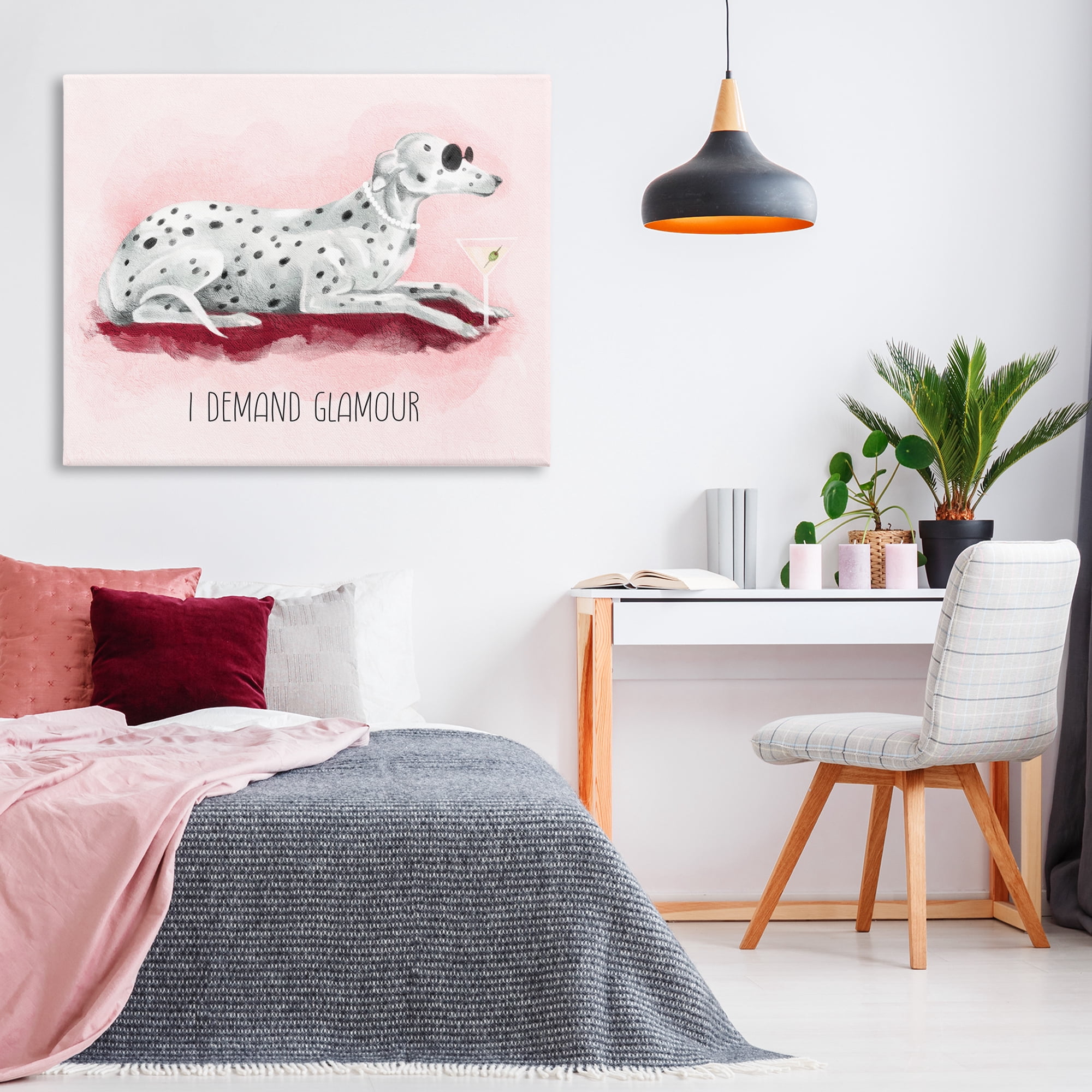Stupell Industries I Demand Glamour Dog Animals Painting Wrapped Canvas Art Print Wall Art, 48 x 36