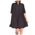 thumbnail image 2 of Nmnitkp Dresses for Women Linen Blend Shirt Collar Shift Dress, Short Sleeve Half Button Loose Fit Casual Summer Dress for Beach Womens Dresses Black,4XL, 2 of 6