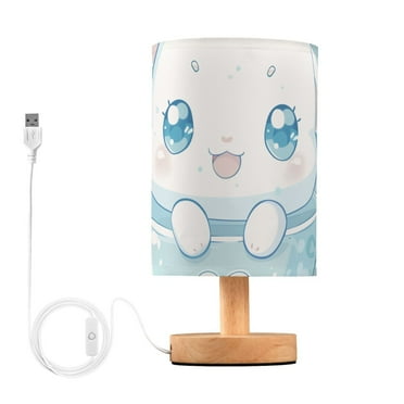 Cute Cinnamoroll Sanrio in Cup Bedside Desk Lamp LED Table Nightstand Lamps Warm Light Fabric Lampshade for Home Bedroom Office Living Room Decor