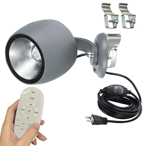 Kiven LED Indoor/Outdoor Waterproof Spotlight with Vinly Siding Hooks and Remote Control, Dimmable Porch Light with 9.84 FT Plug-in Cord, 7 Watts