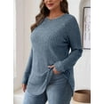 thumbnail image 4 of Long Sleeve Shirts for Women Tunic Tops for Women Loose Fit Dressy Crew Neck Pullover Basic Sweaters for Women Blue XXL, 4 of 7