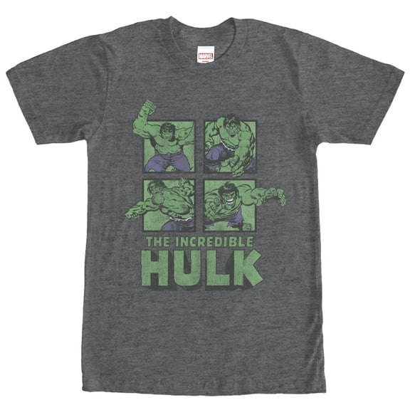 Men's Marvel Hulk Panels Graphic Tee Charcoal Heather 2X Large