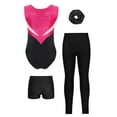 thumbnail image 4 of Zaldita Kids Girls Gymnastics Leotards Sparkly Ballet with Tumbling Shorts Yoga Leggings and Hairband Hot Pink&Black 6, 4 of 7