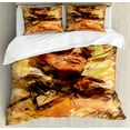 thumbnail image 1 of Vintage Airplane Duvet Cover Set Queen Size, Abstract Portrait Male Pilot with Fighter Plane Pastel Color Dramatic Sky, Decorative 3 Piece Bedding Set with 2 Pillow Shams, Multicolor, by Ambesonne, 1 of 3