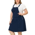 thumbnail image 2 of Women's Plus Size Jeans Suspender Skirt Patch Pocket Side Button Adjustable Strap Denim Overall Dress Dark Blue 3X, 2 of 5