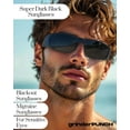 thumbnail image 4 of Grinderpunch Super Dark CAT 4 Sunglasses Polarized Blackout Lenses for Light Sensitivity & Migraine Relief Wrap Around - Gloss Black Superdark, 4 of 7