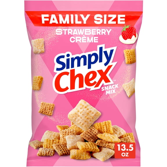 Simply Chex Strawberry Crème Flavored Snack Mix, Family Size, 13.5 oz