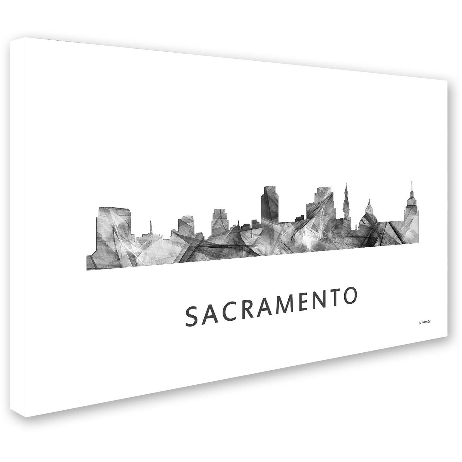 Sacramento California Skyline WB-BW' Canvas Art by Marlene Watson