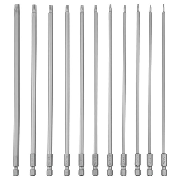11 Pcs 8 Inches Long Screwdriver Bit Set S2 Alloy Steel Magnetic Drill Bit Set with 1/4 Inch Hex Shank for Electrical Appliance Automotive