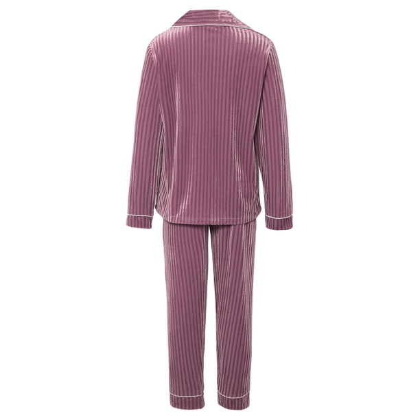 Conjunto de pijama de terciopelo para niños y adolescentes, ropa de dormir de manga larga con cuello vuelto, Top con pantalones, ropa de dormir para estar en casa