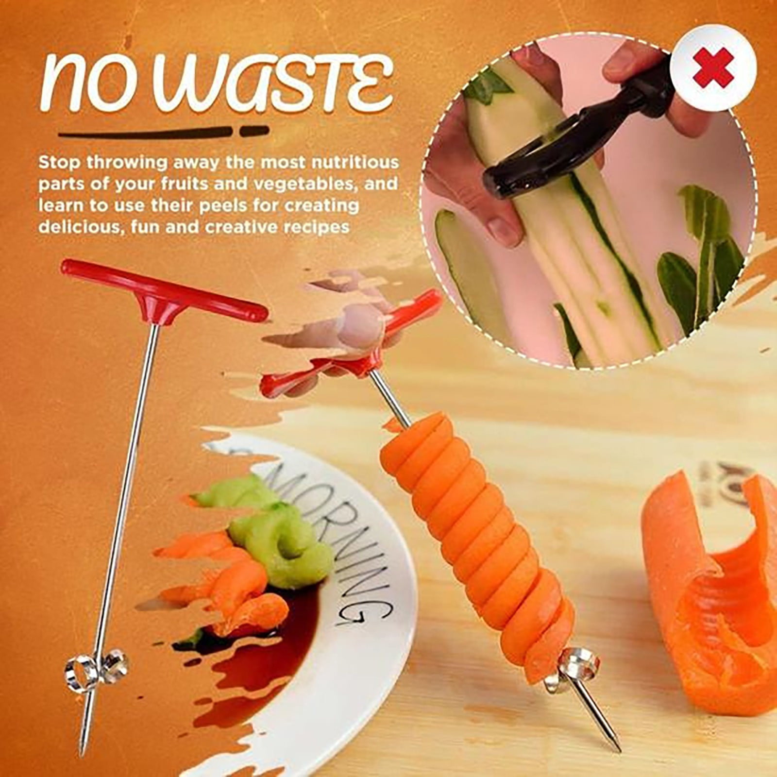 Stainless steel and Plastic Manual Roller Spiral Slicer Vegetable