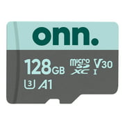 onn. 128GB Class 10 U3 V30 MicroSDXC Flash Memory Card with Adapter