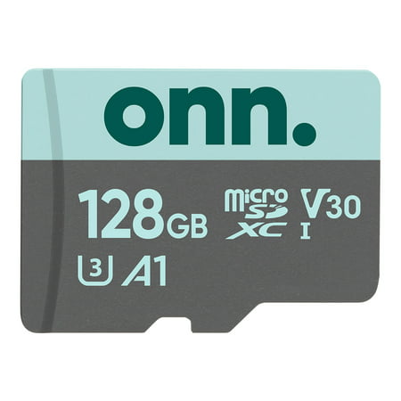 onn. 128GB Class 10 U3 V30 microSDXC Flash Memory Card, up to 100MB/s read (What's The Best Sd Card For Dslr Cameras)