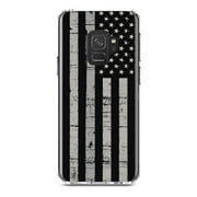 DistinctInk Clear Shockproof Hybrid Case for Samsung Galaxy S9 (5.8" Screen) - TPU Bumper, Acrylic Back, Tempered Glass Screen Protector - Black Grey US Flag United States - America