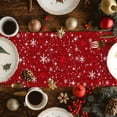 thumbnail image 5 of Red Christmas Dresser Scarf Farmhouse, Dining Table Decorations for Wedding/Parties, Snowflake Xmas Tree Ball Wooden Winter Table Runner 72 Inches Long for Kitchen Dining, 18 x 72 In, 5 of 9