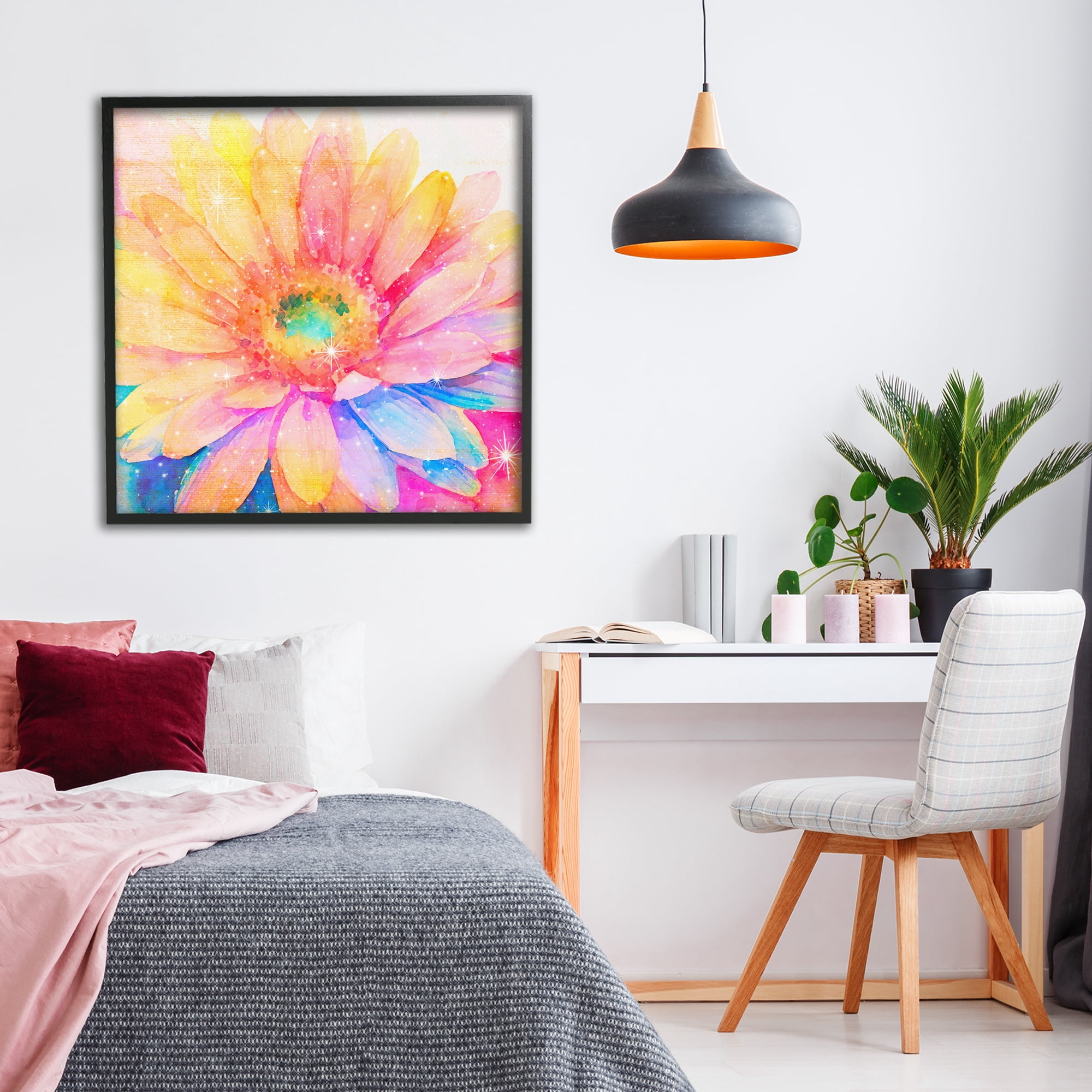 Stupell Industries Bloomtopia Shimmer Blossom Black Framed Giclee Art, design by Vibelicious