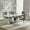 1 Table and 4 Gray Chairs Silver Legs, variant on Sumdeal 5-Piece Dining Set, 70 in White Faux Marble Dining Table with 4 Black Velvet Chairs, Silver Legs