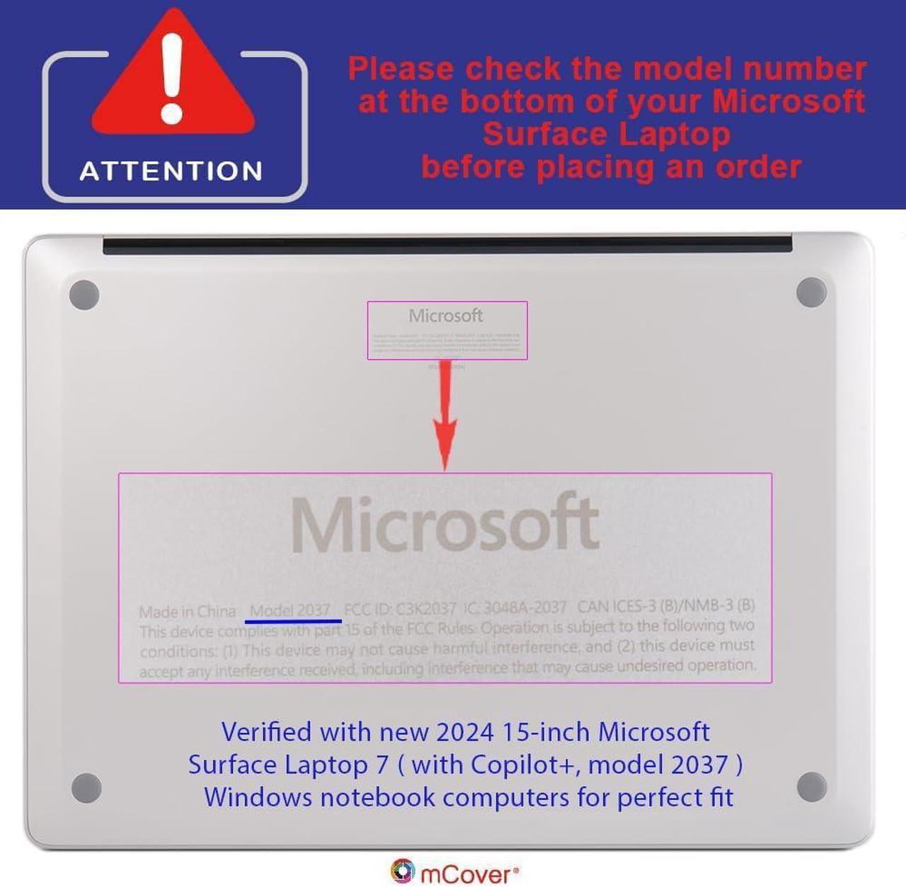 Laptop Case for 15 inch Microsoft Surface Laptop 7 Windows PC with ARM CPU and AI-Powered Copilot+, PU Leather Folio Stand Laptop Protective Cover