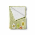 thumbnail image 2 of Yellow Flower Soft Flannel Fleece Throw Blanket, Colorful Meadow with Abstract Dots Playful Vegetation Growth, Cozy Plush for Indoor and Outdoor Use, 60" x 80", Pale Green Yellow, by Ambesonne, 2 of 6