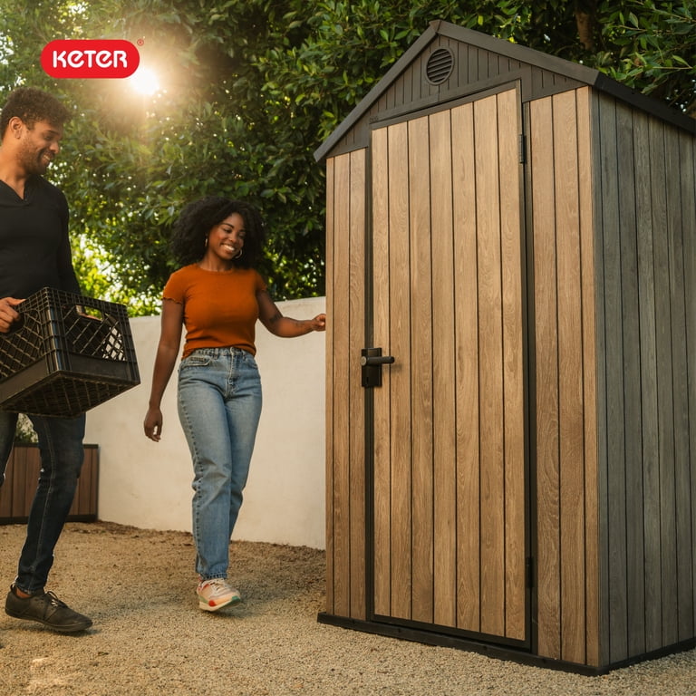 Keter Darwin 4x4 ft. Outdoor Storage Shed, Weatherproof Lockable