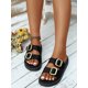 thumbnail image 3 of Platform Soft Bottom Button Decoration Open Toe Platform Sandals, Women's Grey Wedge Chunky Heel Sandals, 3 of 4