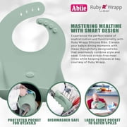 Abiie Ruby Wrapp Silicone Bibs for Babies with Front Pocket - Waterproof Bib - Stain Resistant - Silicone Toddler Bibs (Sage Green)