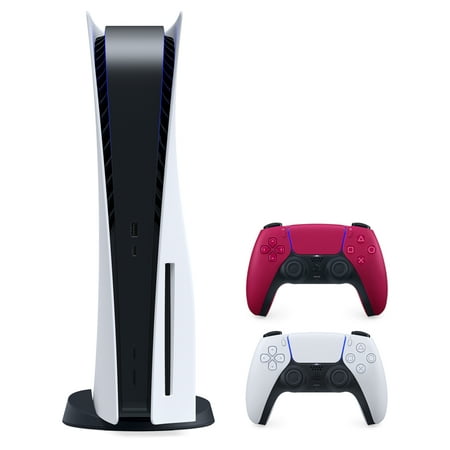 2023 New PlayStation 5 Disc Version PS5 Console with 2 Wireless Controllers - White & Cosmic Red